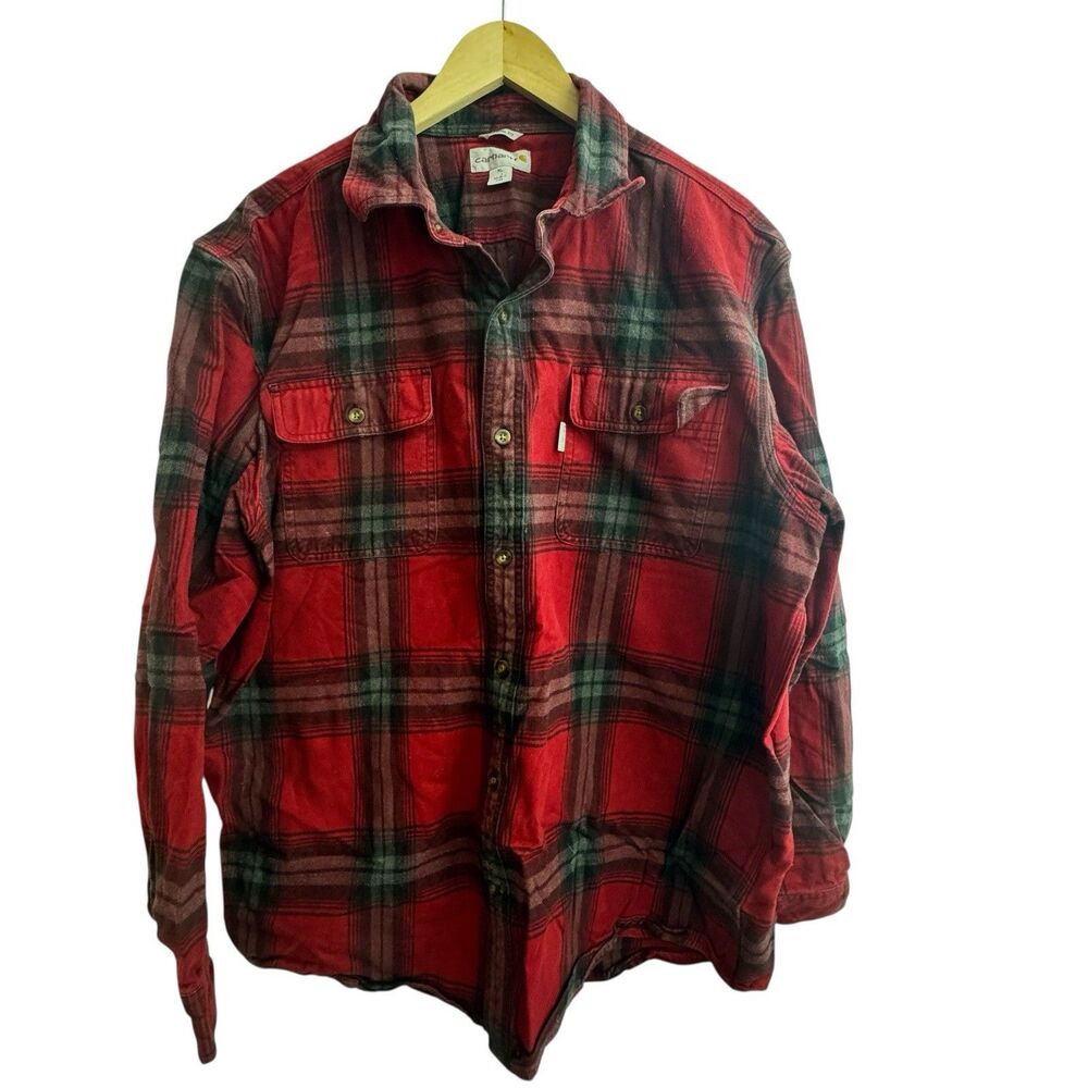 Carhartt original fit flannel button down shirt XL chores workwear plaid